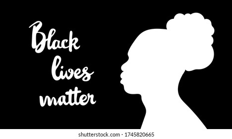 Schwarze Leben sind wichtig. Antirassismus oder stoppen Konzept Rassismus. Abstrakte Silhouette eines afrikanischen Amerikaners. Digitale kalligraphische Schrift. Kontriere Poster, Banner. 