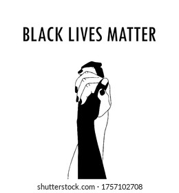 Black lives matter background with hands. Black live matter vector illustration design background