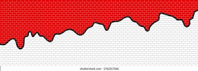 Black Lives Matter- Banner about Human Rights of Black People. Abstract Black, White and Red Structural Brick Wall. Panoramic Solid Surface. Vector. 3D Illustration