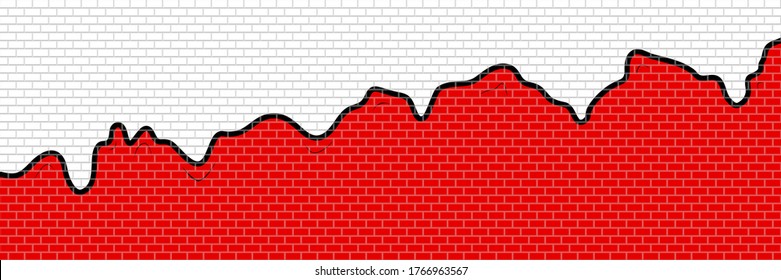 Black Lives Matter- Banner about Human Rights of Black People. Abstract Black, White and Red Structural Brick Wall. Panoramic Solid Surface. Vector. 3D Illustration