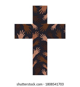 black lives matter banner BIPOC.Christian unity cross.Christian Cross.multiracial cross,multiracial emblem sign.cross isolated.symbol, sign tolerance. logo