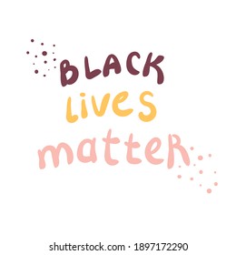 Black lives matter banner in cartoon style.