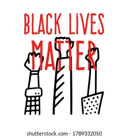 black lives matter banner design with african american fist hand vector illustration