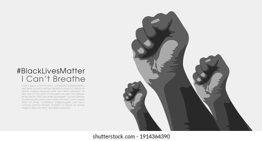 Black Lives Matter Banner For Protest, Rally Or Awareness Campaign Against Racial Discrimination Of Dark Skin Color. Support For Equal Rights Of Black People. Vector Illustration.