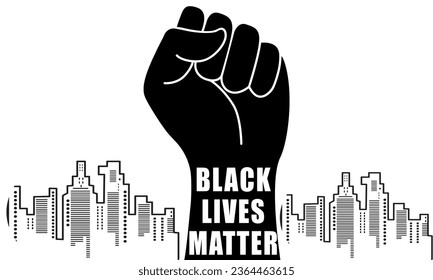 Black lives matter banner for protest, rally or awareness campaign against racial discrimination of dark skin color. Support for equal rights of black people. Banner vector illustration 