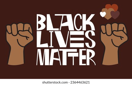 Black lives matter banner for protest, rally or awareness campaign against racial discrimination of dark skin color. Support for equal rights of black people. Banner vector illustration 