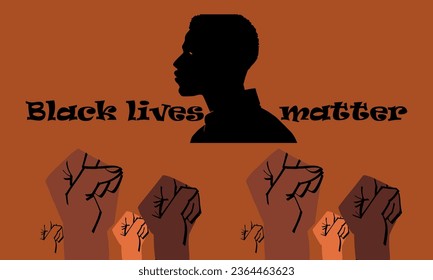 Black lives matter banner for protest, rally or awareness campaign against racial discrimination of dark skin color. Support for equal rights of black people. Banner vector illustration 