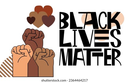 Black lives matter banner for protest, rally or awareness campaign against racial discrimination of dark skin color illustration 