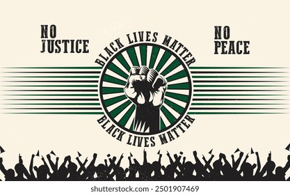 Black Lives Matter banner that gets used in a demonstration gathering or awareness campaign against racism protest 