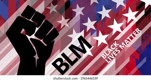 A Black Lives Matter (BLM) graphic illustration for use as a poster to raise awareness about racial inequality. Police brutality and prejudice against African American's