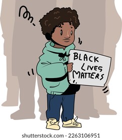 Black Lives Matter, BLM, No Racism, Statement. Young African Americans: man and woman against racism. Black citizens are fighting for equality. 
