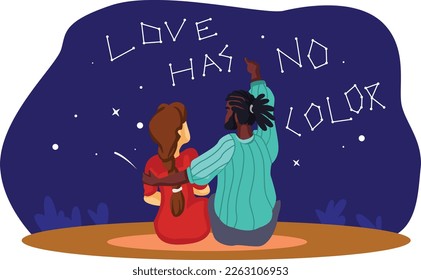 Black Lives Matter, BLM, No Racism, Statement. Young African Americans: man and woman against racism. Black citizens are fighting for equality. 