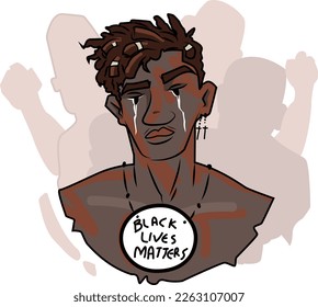 Black Lives Matter, BLM, No Racism, Statement. Young African Americans: man and woman against racism. Black citizens are fighting for equality. 