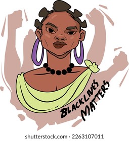 Black Lives Matter, BLM, No Racism, Statement. Young African Americans: man and woman against racism. Black citizens are fighting for equality. 