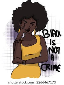 Black Lives Matter, BLM, No Racism, Statement. Young African Americans: man and woman against racism. Black citizens are fighting for equality. 