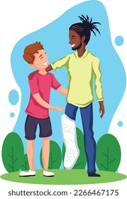 Black Lives Matter, BLM, No Racism, Statement. Young African Americans: man and woman against racism. Black citizens are fighting for equality. 
