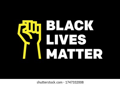 Black Lives Matter BLM Protest Activism Fist Illustration Logo Vector Graphic With Icon And Typography. Black And Yellow