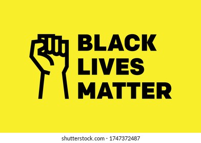 Black Lives Matter BLM Protest Activism Fist Illustration Logo Vector Graphic With Icon And Typography. Yellow Background