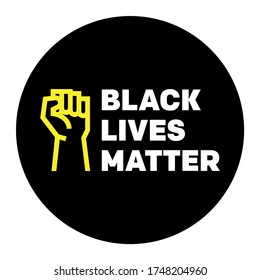 Black lives matter BLM protest activism fist illustration logo stamp badge sign. vector graphic with raised fist icon and typography.