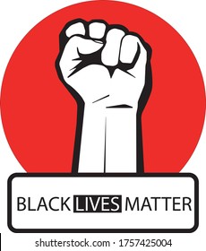   Black Lives Matter BLM Protest Activism Fist Vector Graphic With Raised Fist Icon , Stamp