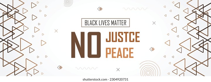 Black lives matter campaign banner with brown color triangle pattern, support black people to gain equal rights, human unity of different races, Stop racism, interracial community awareness