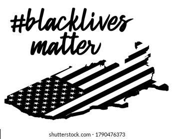 Black Lives Matter or i can't breathe Text On Usa Map. Stock vector illustration