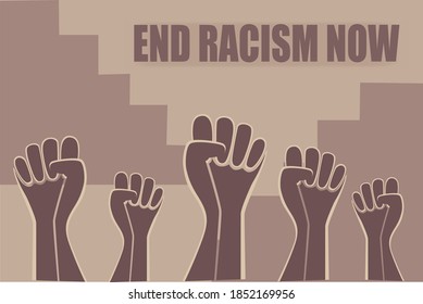  Black Lives Matter and  I Can't Breathe concept. Vector Illustration, poster,  African Americans  against racism, stronger together, stop racism. Stylized illustration of a raised fist