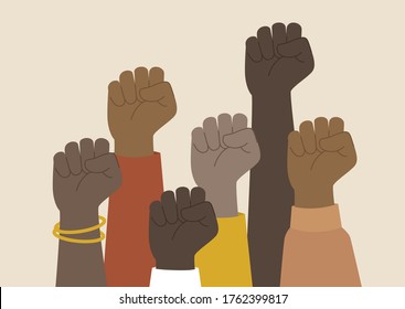 Black lives matter, clenched fists, African American community activism