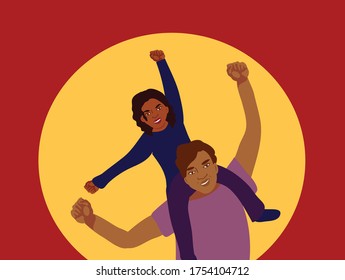 Black lives matter concept.Men and children holding fist.