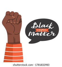 Schwarzes Leben ist wichtig für das Konzept. Protestgrafik mit der ersten Hand und der Phrase. Kampf um Gleichheit. Vektor Sozialposter, Banner etc.