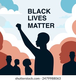 black lives matter concept. people holding hands in black racism. Campaign against racial discrimination of dark skin color. Graphic design for Social advertising.