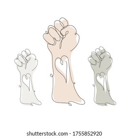 Las vidas negras importan el elemento de diseño. Cartel de protesta sobre los derechos humanos. Símbolo de mano. Se puede usar para tarjetas, invitaciones, banners, afiches, diseño de impresión. Estilo de arte de línea continuo