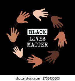 Black lives matter. Design with hands and Type. 