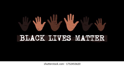 Las vidas negras importan. Diseño con manos y tipo. 