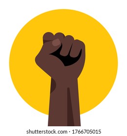 Black Lives Matter. Fist on yellow background.