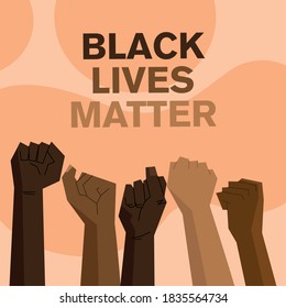 Black lives matter with fists design of Protest justice and racism theme Vector illustration