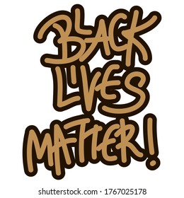 Black lives matter.  Gold text isolated in black , social poster on white background