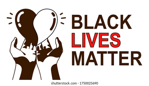 Black lives matter hand drawn with two color heart . Vector illustration flat design graphic for banner, poster, wallpaper, background and website.