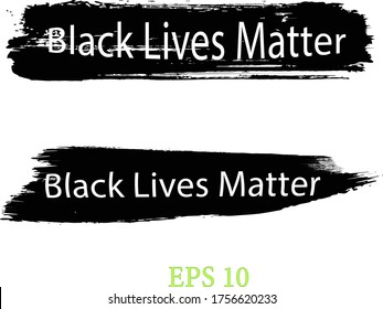 Black Lives Matter hand drawn lettering sign on black stain background. Brush sign or stamp. International human rights movement handwriting text. Social media hashtag. 