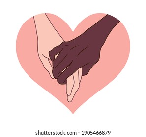 Black lives matter hand drawn set.Holding hands. Black and white hands together concept. Campaign against racial discrimination of dark skin color. Vector Illustration.