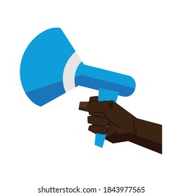 Black lives matter hand holding megaphone design of Protest justice and racism theme Vector illustration