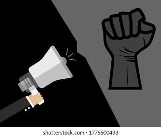 Black lives matter. Hand symbol for all black lives matter protest in USA to stop violence to black people. Vintage hand silhouette poster. Fight for human right . Vector illustration
