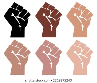 Black Lives Matter hand symbol vector Illustration  BLM hand sign in human skin colors   