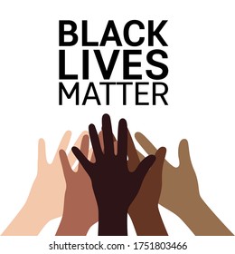Black Lives Matter Hands Collaboration Background Vector