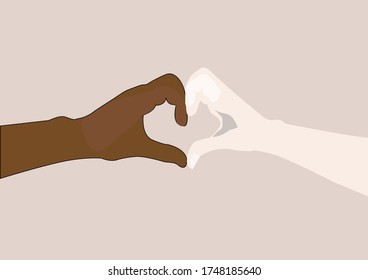 Black Lives Matter.Two hands illustration . Protest Banner about Human Right of Black People in U.S. America. Vector illustration.Icon Poster for printed matter and symbol.