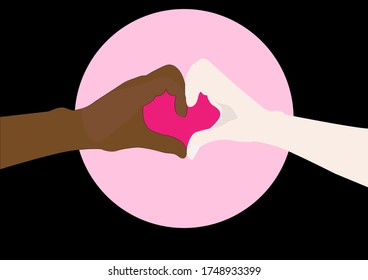 Black Lives Matter.Two hands illustration . Protest Banner about Human Right of Black People in U.S. America. Vector illustration.Icon Poster for printed matter and symbol.