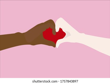 Black Lives Matter.Two hands illustration . Protest Banner about Human Right of Black People in U.S. America. Vector illustration.Icon Poster for printed matter and symbol.