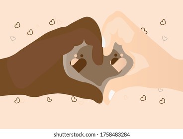 Black Lives Matter.Two hands illustration . Protest Banner about Human Right of Black People in U.S. America. Vector illustration.Icon Poster for printed matter and symbol.