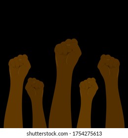 Black lives matter. Hands black, protest
