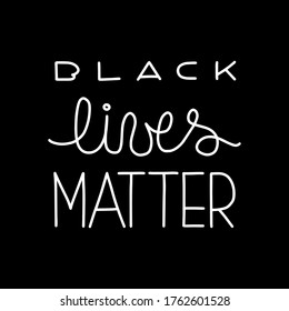 BLACK LIVES MATTER  handwritten inscription. Modern logo, banner, design concept, sign on a flat black background. 